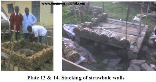 Plate 13-14. Stacking of strawbale walls