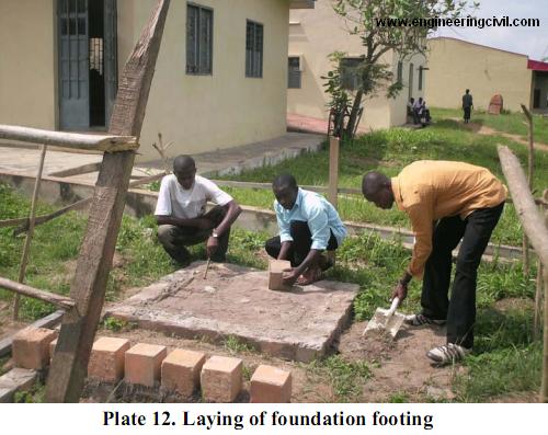 Plate 12. Laying of foundation footing 