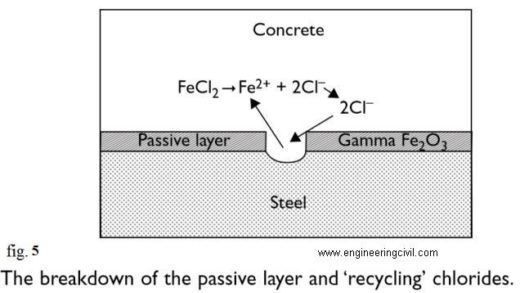 the breakdown of the passive layer