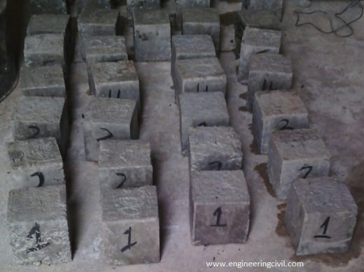 Plate IV concrete cubes subjected to surface dried condition before weighing