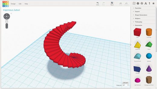 Fig 11- Spiral staircase design using TinkerCAD