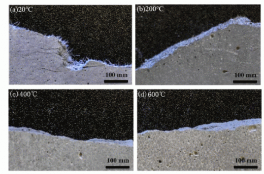 Fig 2: Microscopic images of tensile fracture surfaces of ECC under different temperatures